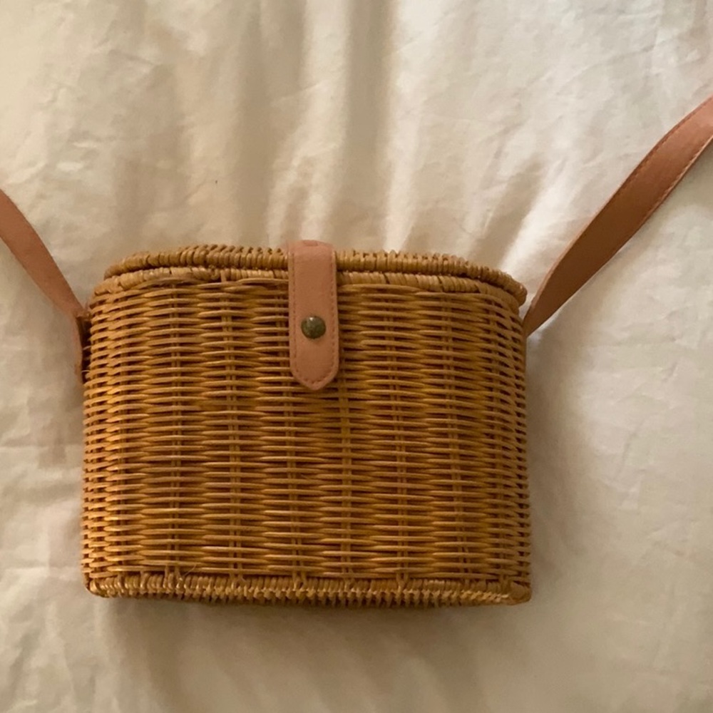 Basket weaved cross body bag